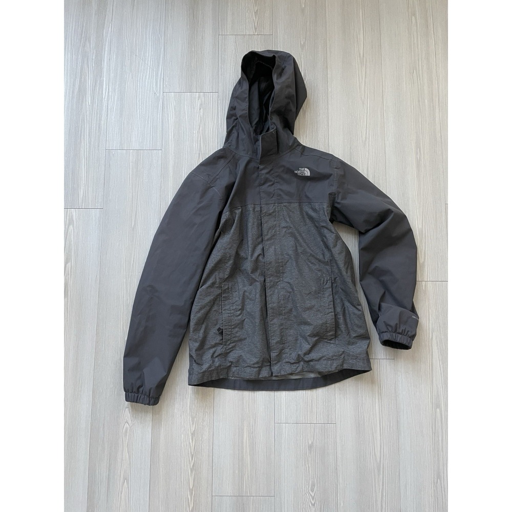 North Face Boys Grey Jacket Size Large Hooded Full Zip Lightweight Outdoor